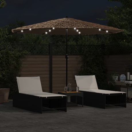 VidaXL Sonnenschirm mit LEDs und Stahlmast 324x324x247 cm braun