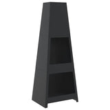 VidaXL Außenkamin mit Holzlagerturm Design Stahl schwarz