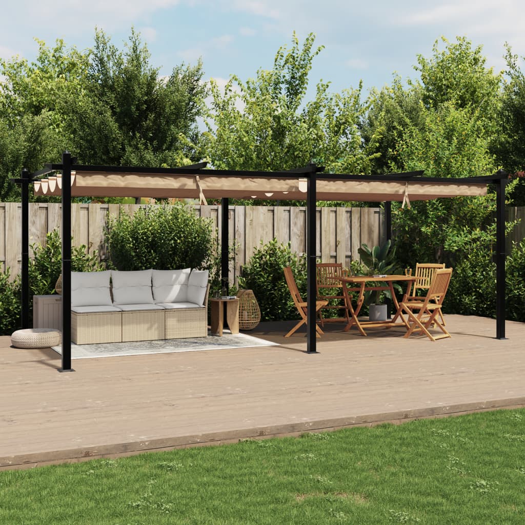 VidaXL Pavillon mit ausfahrbarem Dach 3x6 m Aluminium Taupe