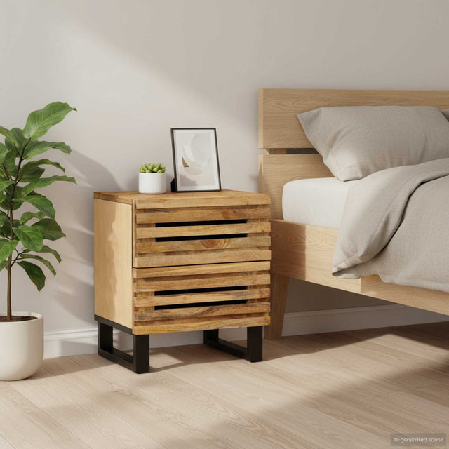 Vidaxl nachtkastje 40x34x46 cm massief ruw mangohout