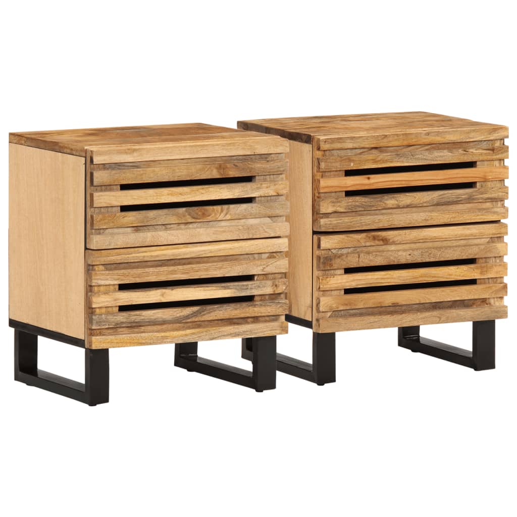 Vidaxl nachtkastjes 2 st 40x34x46 cm massief ruw mangohout