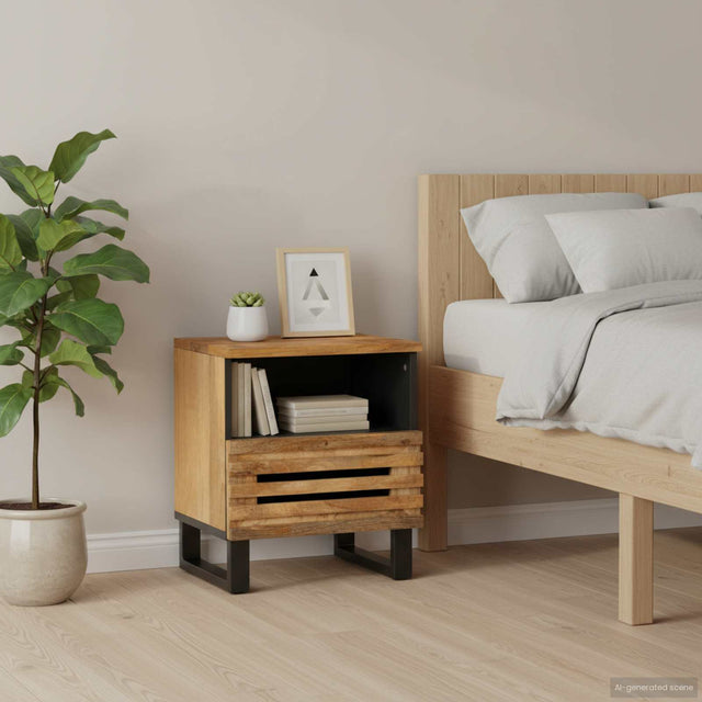 Vidaxl nachtkastjes 2 st 40x34x46 cm massief ruw mangohout