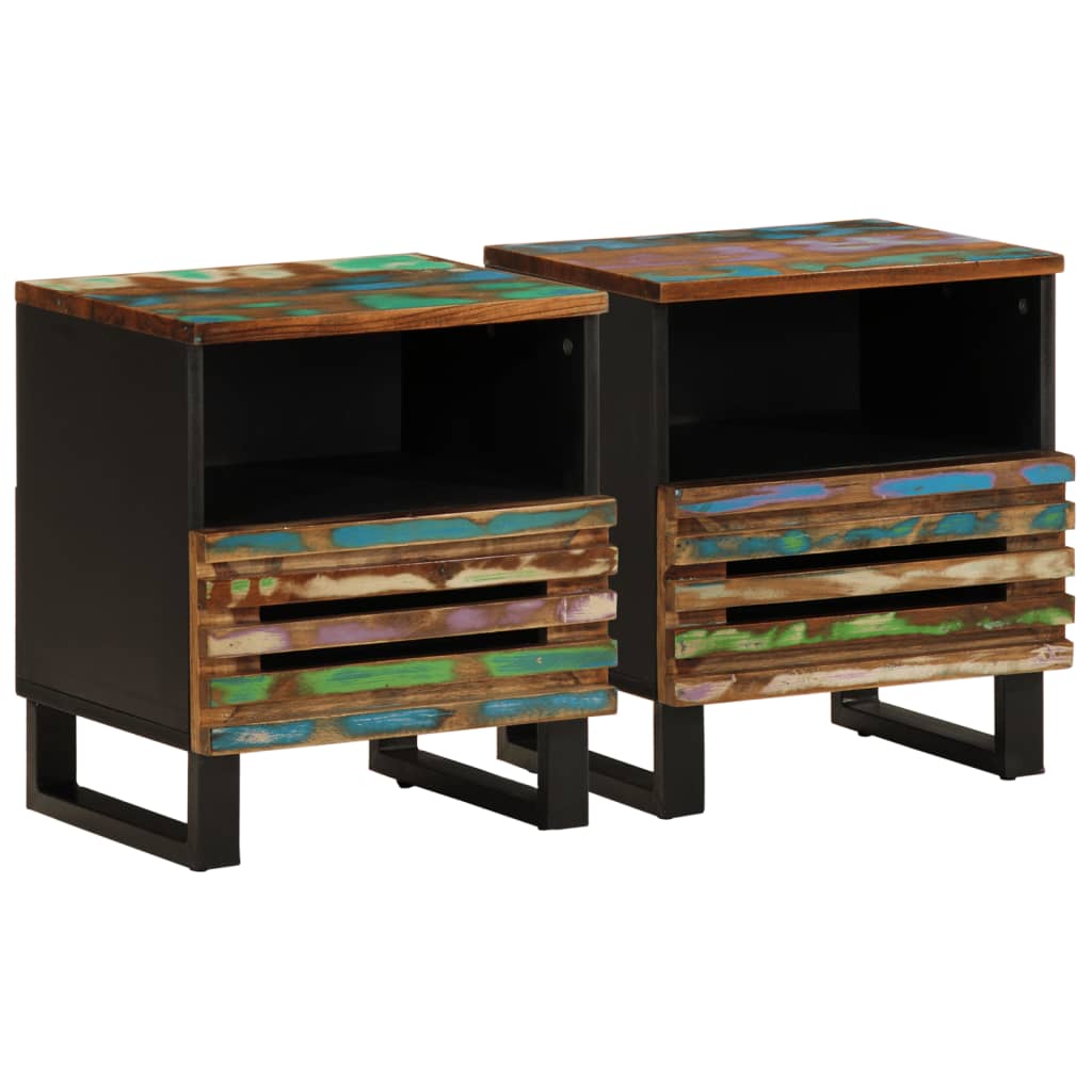 Vidaxl nachtkastjes 2 st 40x34x46 cm massief gerecycled hout
