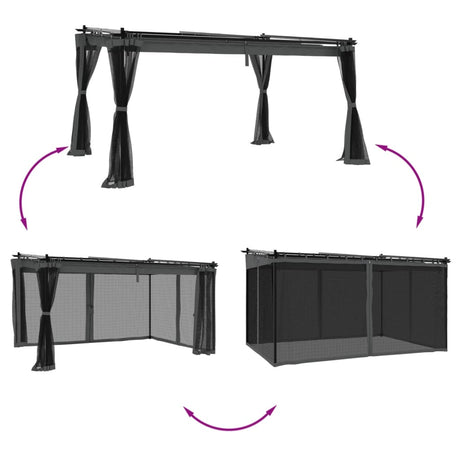 Vidaxx Pavillon mit Gitterseitenwänden 4x3 m Stahl Anthrazit