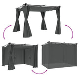 Vidaxx Pavillon mit Vorhängen 3x3 m Stahl Anthrazit