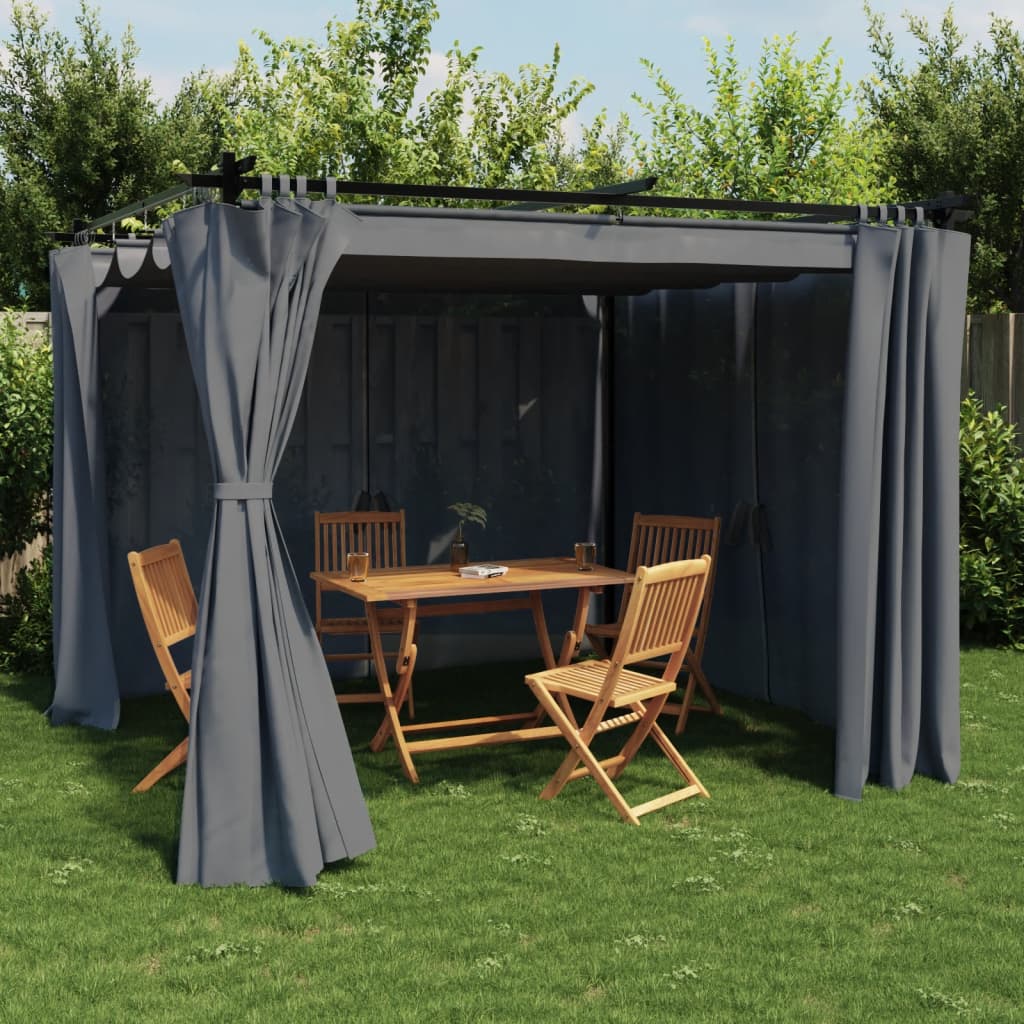 Vidaxx Pavillon mit Vorhängen 3x3 m Stahl Anthrazit