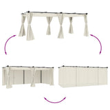 VidaXL Pavillon mit Vorhängen 6x3 m Stahl cremefarben