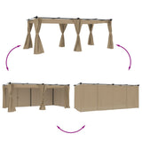VidaXL Pavillon mit Vorhängen 6x3 m Stahl Taupe
