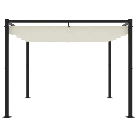 Vidaxx Pavillon mit ausfahrbarem Dach 3x3 m aus cremefarbenem Stahl