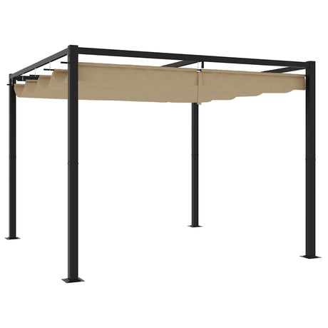 Vidaxx Pavillon mit ausfahrbarem Dach 3x3 m Stahl Taupe