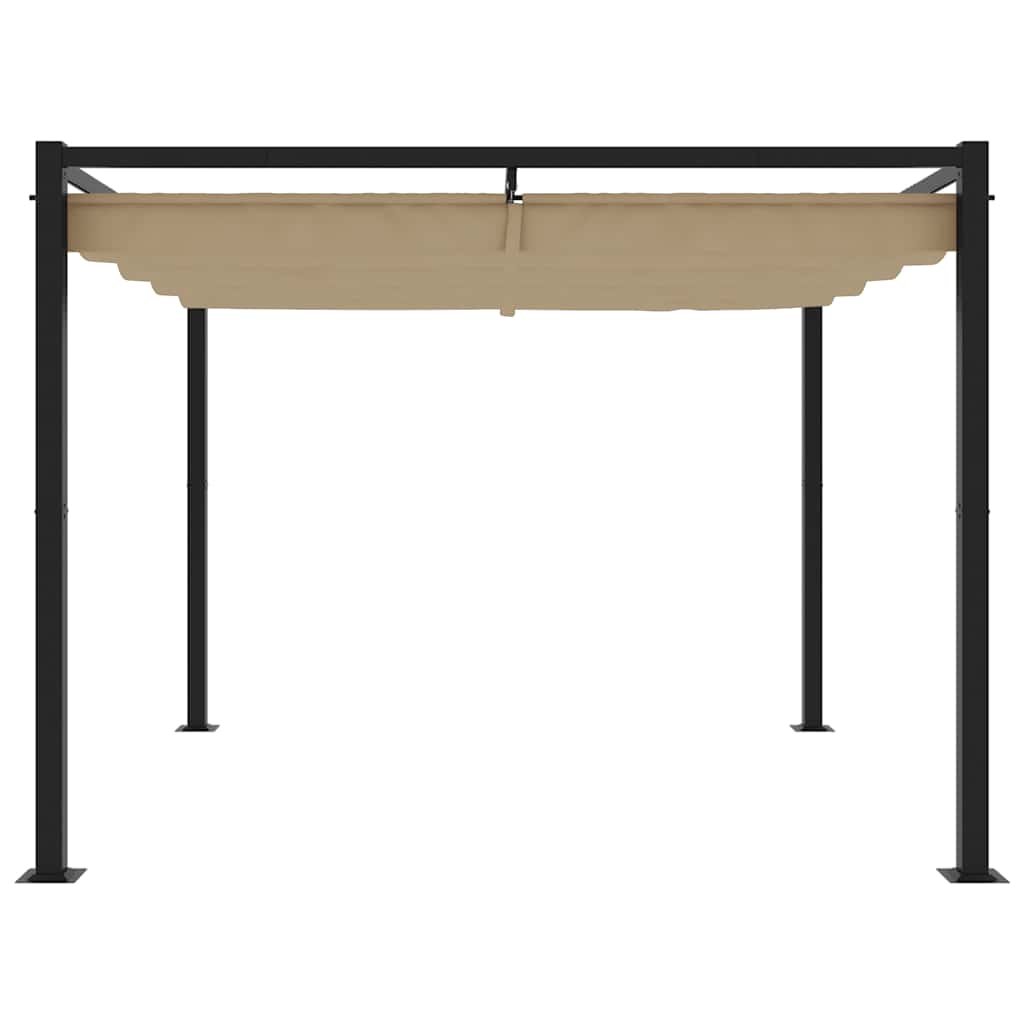 Vidaxx Pavillon mit ausfahrbarem Dach 3x3 m Stahl Taupe