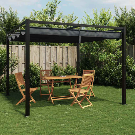 Vidaxx Pavillon mit ausfahrbarem Dach 3x3 m Stahl Anthrazit