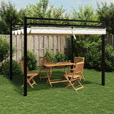 VidaXL Pavillon mit ausfahrbarem Dach 3x3 m Aluminium cremefarben