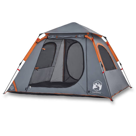 Vidaxl Kuppelzelt 4-Personen-Schnellspanner grau und orange