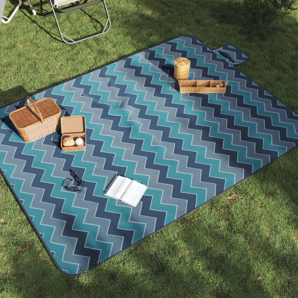 Vidaxx faltbare Picknickdecke Wellen 200x150 cm samtblau