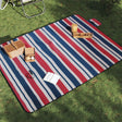 VidaXL Picknickdecke faltbar Streifen 200x150 cm Samt blau rot