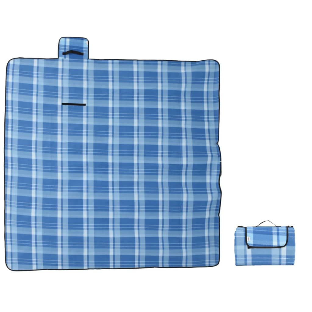 VidaXL Picknickdecke faltbar kariert 200x200 cm Samtblau