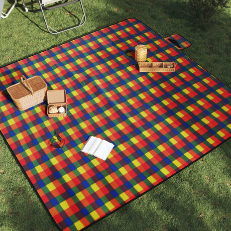 Vidaxx faltbare Picknickdecke kariert 200x200 cm Samt mehrfarbig