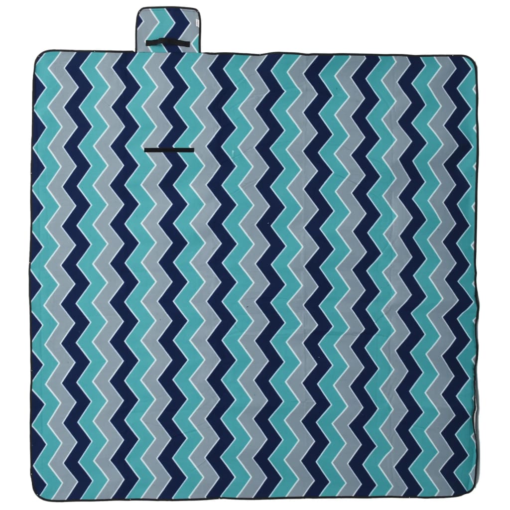 Vidaxx faltbare Picknickdecke Wellen 200x200 cm samtblau