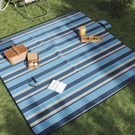 VidaXL Picknickdecke faltbar gestreift 200x200 cm samtblau weiß