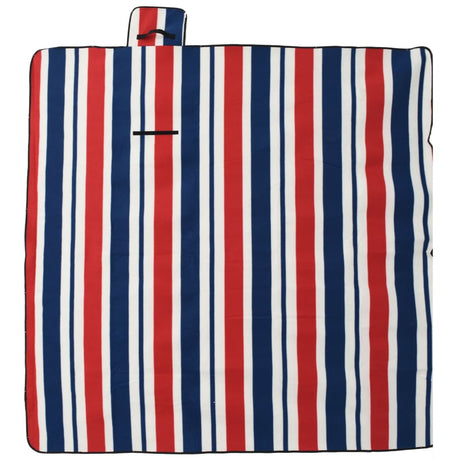 VidaXL Picknickdecke faltbar Streifen 200x200 cm Samt blau rot