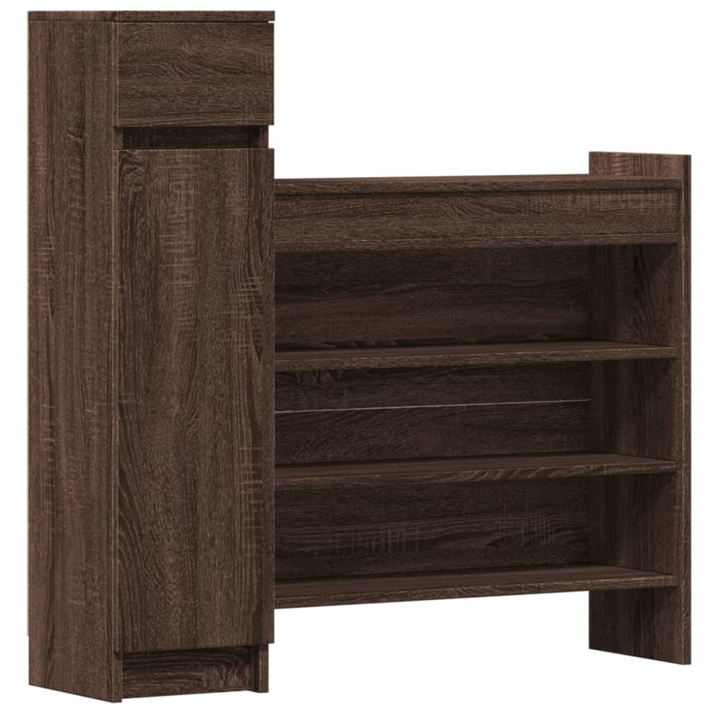 VidaXL Schuhschrank 100,5 x 28 x 100 cm, Holzwerkstoff, braune Eiche