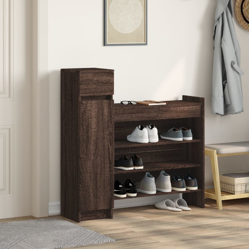 VidaXL Schuhschrank 100,5 x 28 x 100 cm, Holzwerkstoff, braune Eiche
