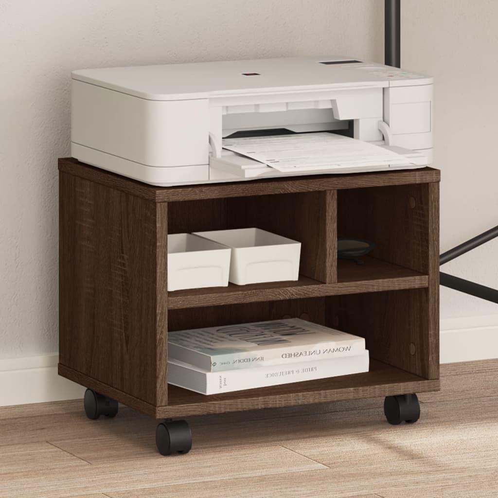 VidaXL Druckerschrank mit Rollen 41x32x34,5 cm braune Eiche