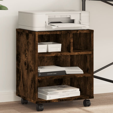 VidaXL Druckerschrank mit Rollen 41x32x48 cm geräucherte Eiche