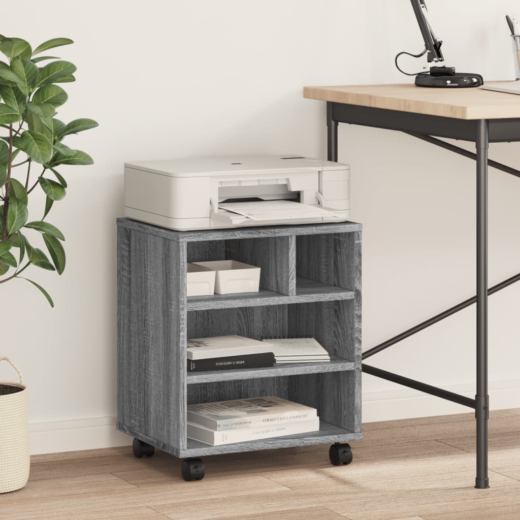 VidaXL-Druckerschrank mit Rollen 41x32x48 cm, Farbe Sonoma-Eiche grau