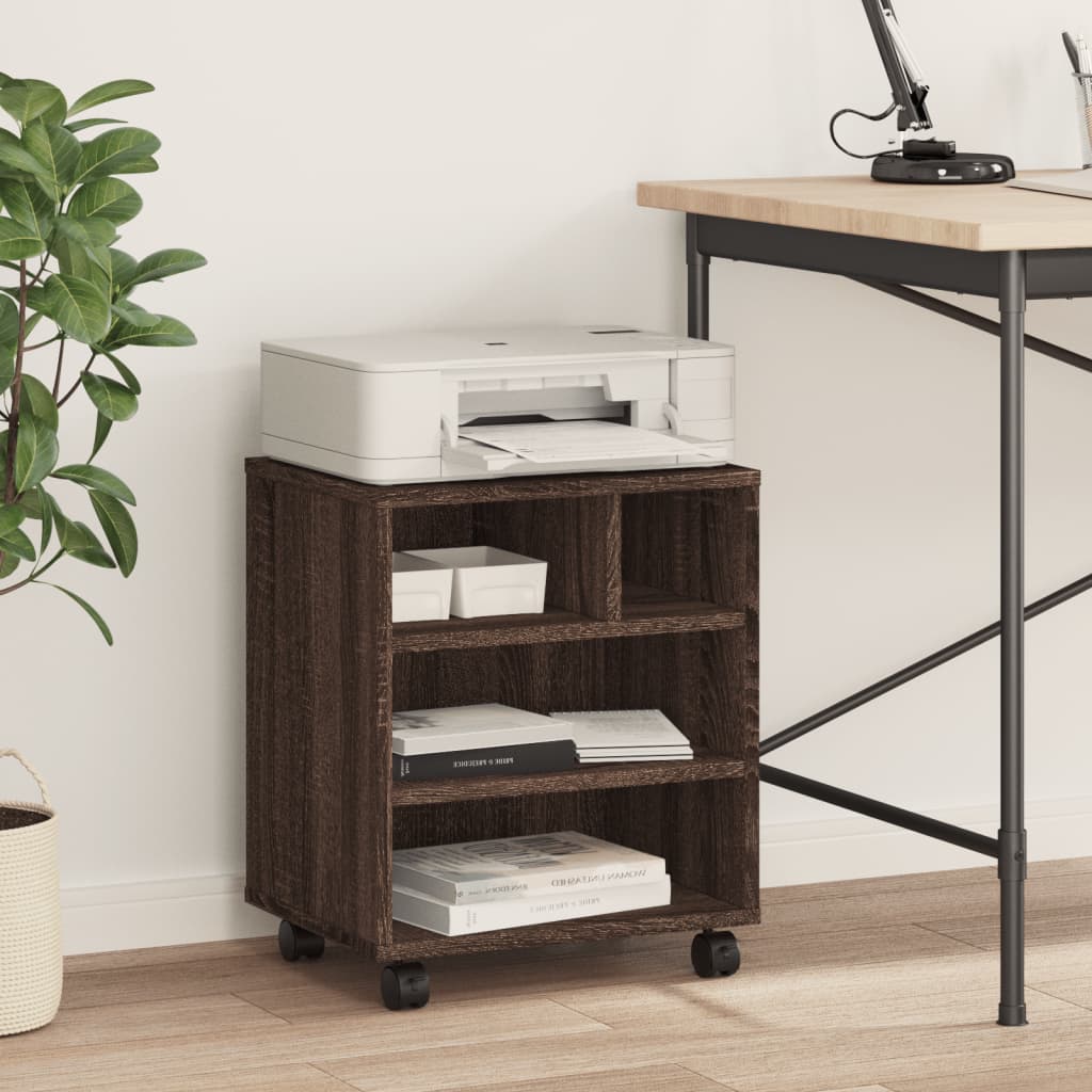 VidaXL Druckerschrank mit Rollen 41x32x48 cm braune Eiche