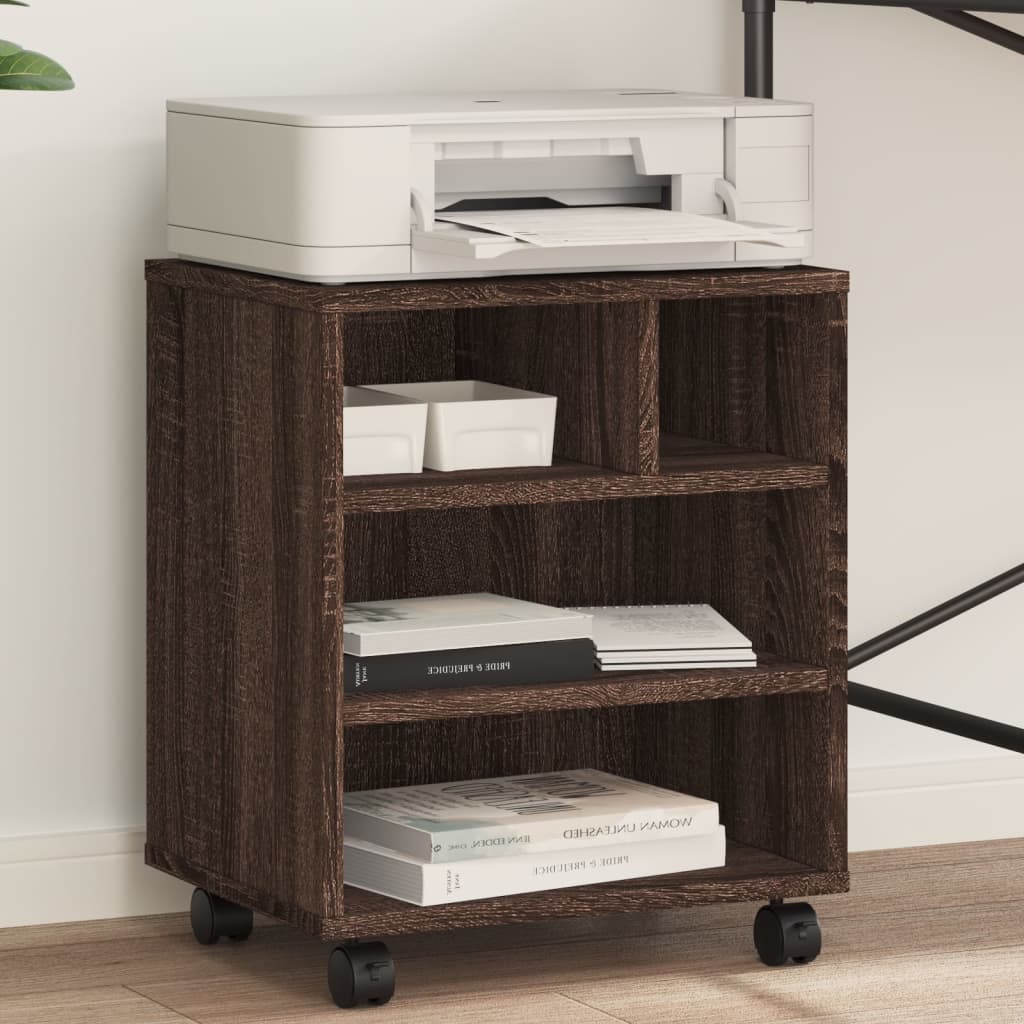 VidaXL Druckerschrank mit Rollen 41x32x48 cm braune Eiche