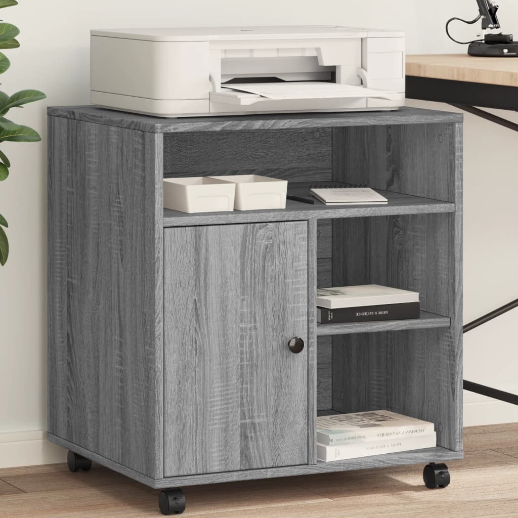 VidaXL-Druckerschrank mit Rollen 60 x 50 x 67 cm, Farbe Sonoma-Eiche grau