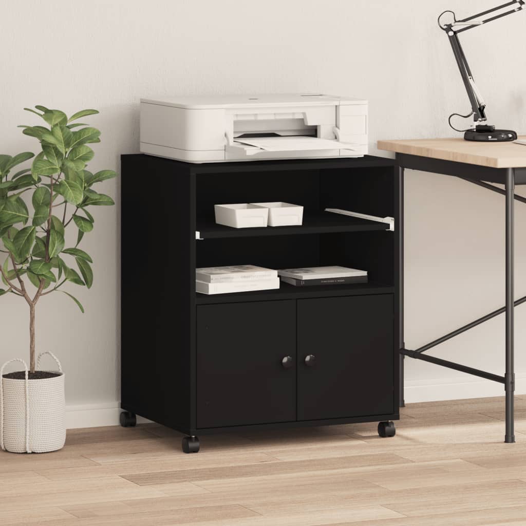 VidaXL Druckerschrank mit Rollen 60x48x74 cm schwarz