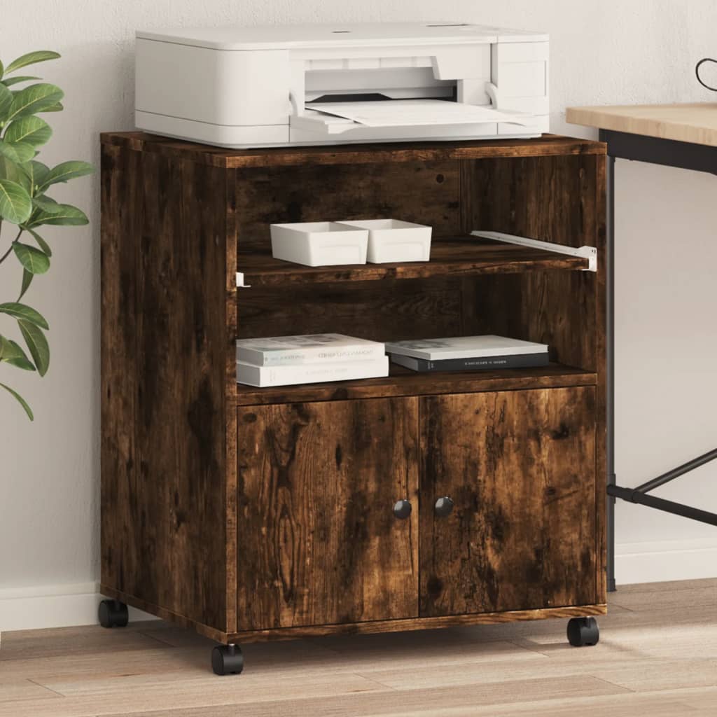VidaXL Druckerschrank mit Rollen 60x48x74 cm Räuchereiche