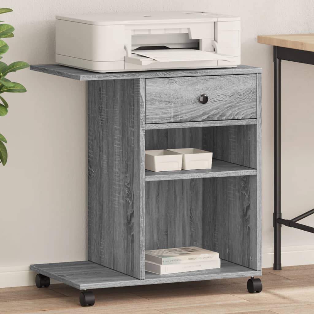 VidaXL-Druckerschrank mit Rollen 60 x 40 x 68,5 cm, Farbe Sonoma-Eiche grau