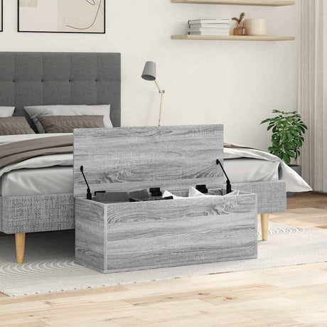 Vidaxl opbergbox 90x35x35 cm bewerkt hout grijs sonoma eikenkleurig
