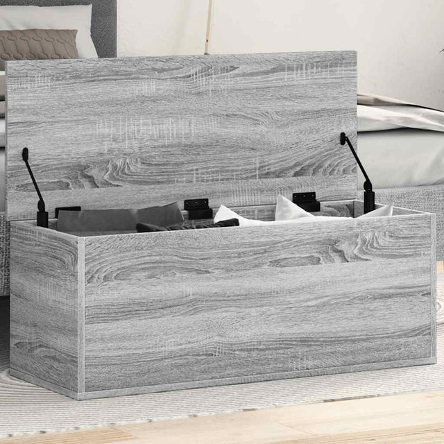 Vidaxl opbergbox 90x35x35 cm bewerkt hout grijs sonoma eikenkleurig
