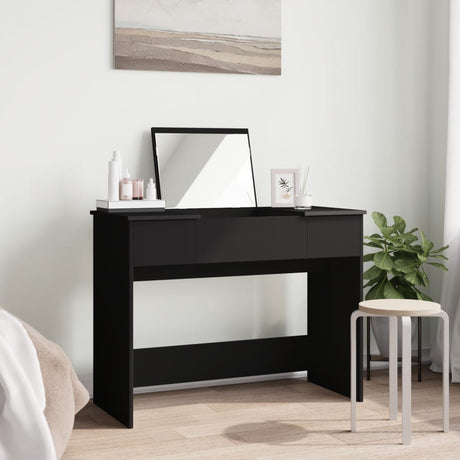 Vidaxl kaptafel met spiegel 100x45x76 cm zwart