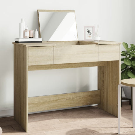 Vidaxl kaptafel met spiegel 100x45x76 cm sonoma eikenkleurig