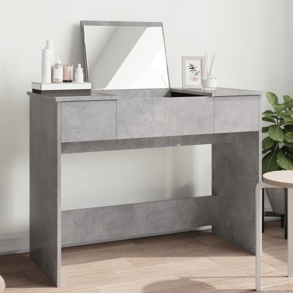 Vidaxl kaptafel met spiegel 100x45x76 cm betongrijs