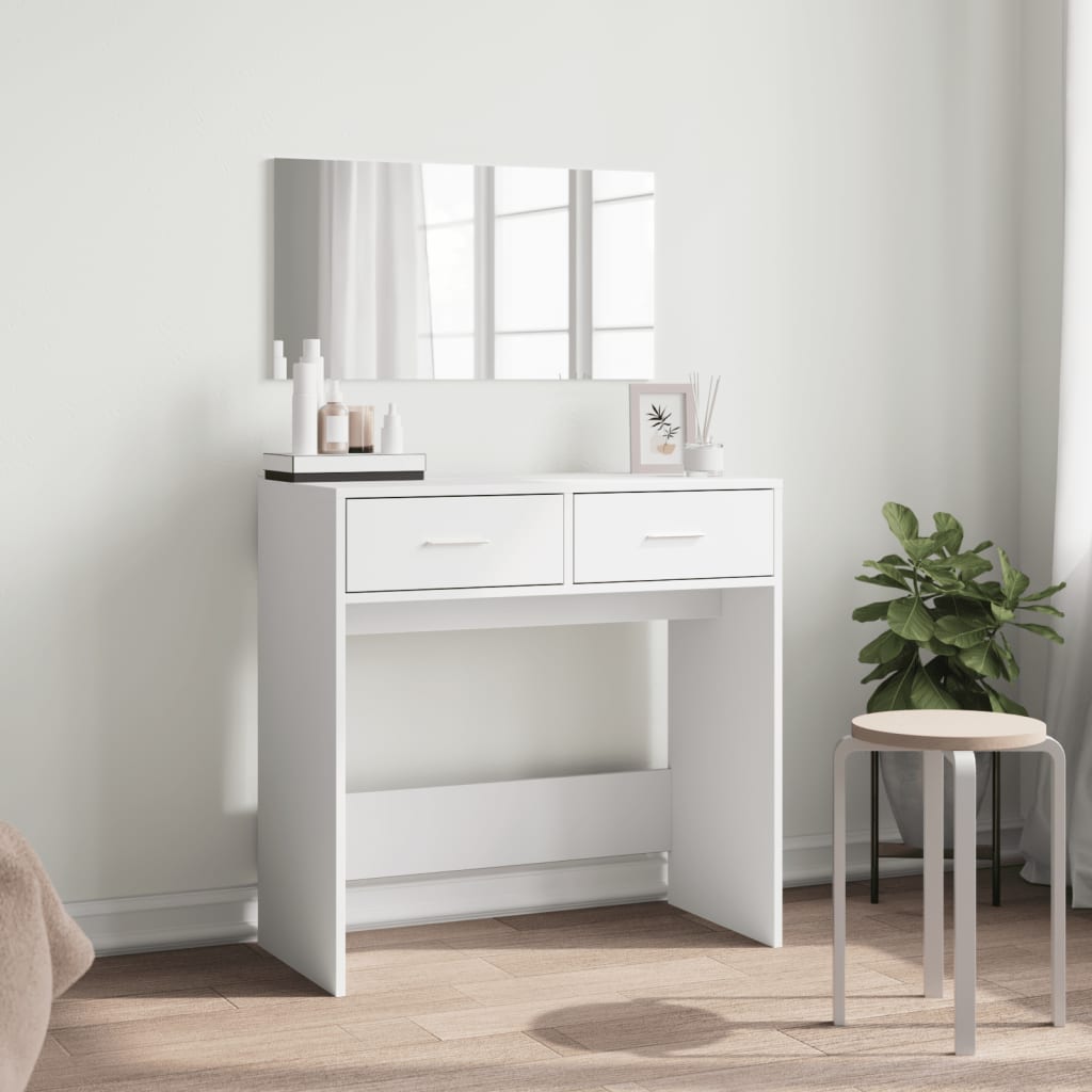 Vidaxl kaptafel met spiegel 80x39x80 cm wit