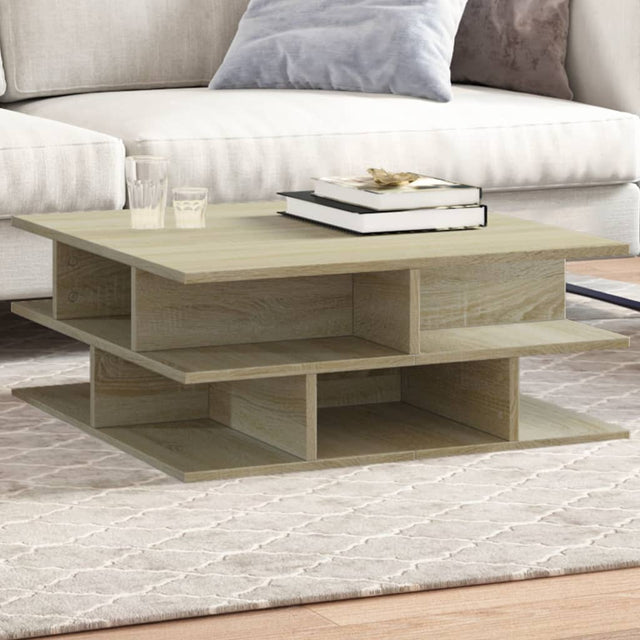 Vidaxl salontafel 70x70x29 cm bewerkt hout sonoma eikenkleurig