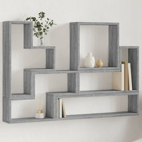 Vidaxl wandschap 96x12x64 cm bewerkt hout grijs sonoma eikenkleurig