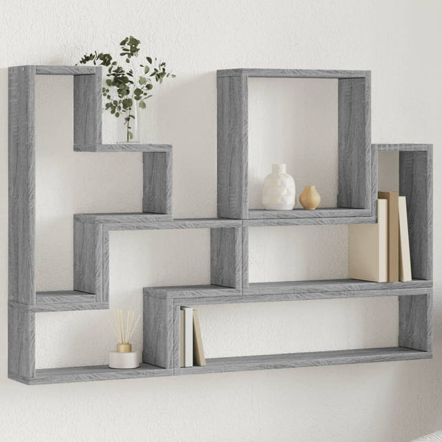 Vidaxl wandschap 96x12x64 cm bewerkt hout grijs sonoma eikenkleurig