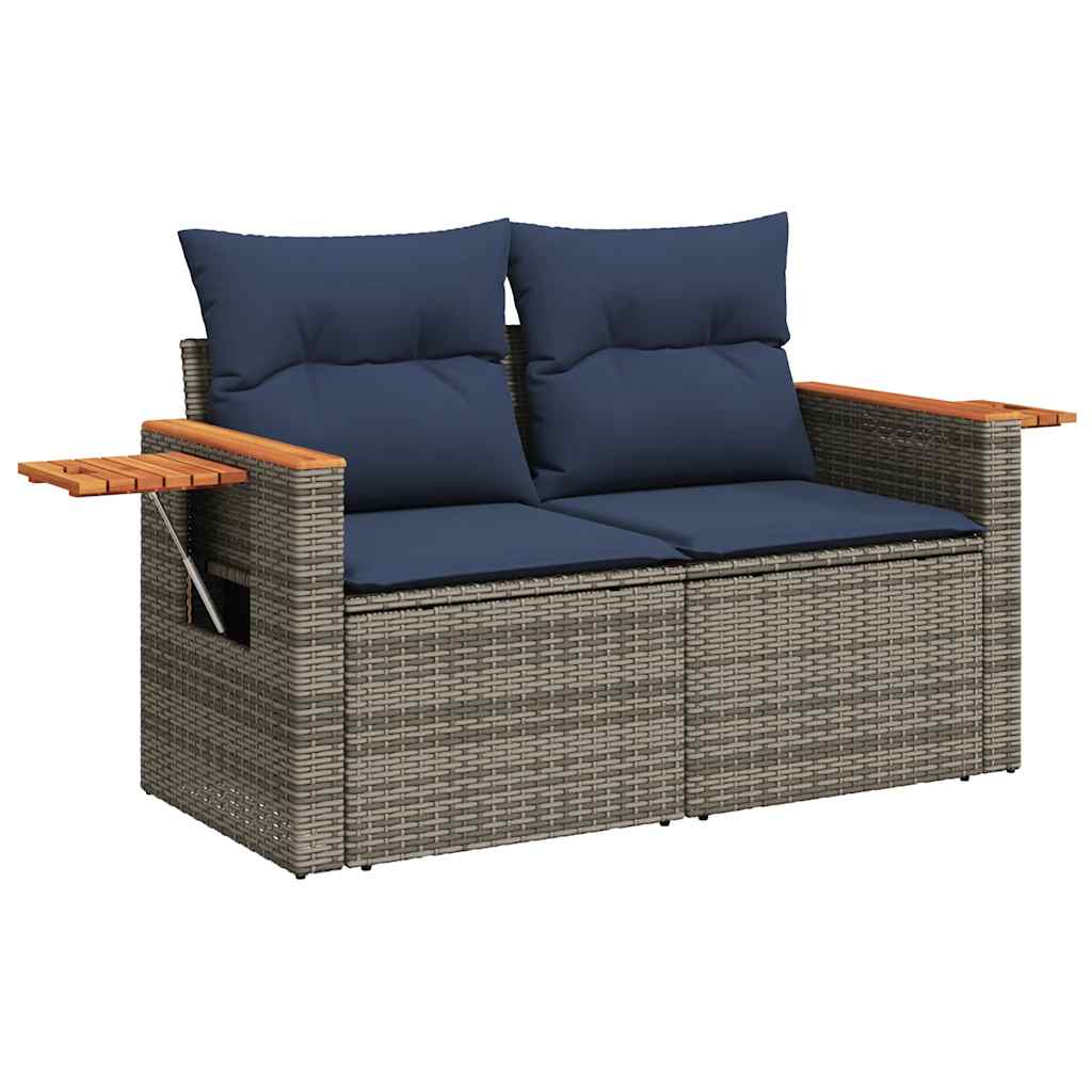 Vidaxl 3-delige loungeset met kussens poly rattan grijs