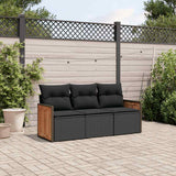 Vidaxl 3-delige loungeset met kussens poly rattan zwart