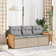 Vidaxl 3-delige loungeset met kussens poly rattan beige