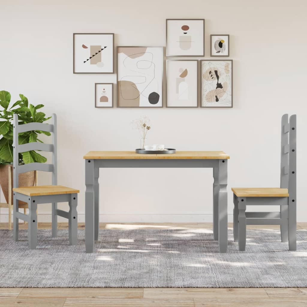Vidaxl eettafel corona 112x60x75 cm massief grenenhout grijs