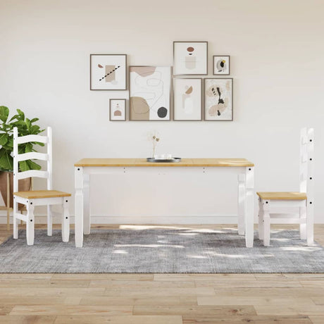 Vidaxl eettafel corona 160x80x75 cm massief grenenhout wit